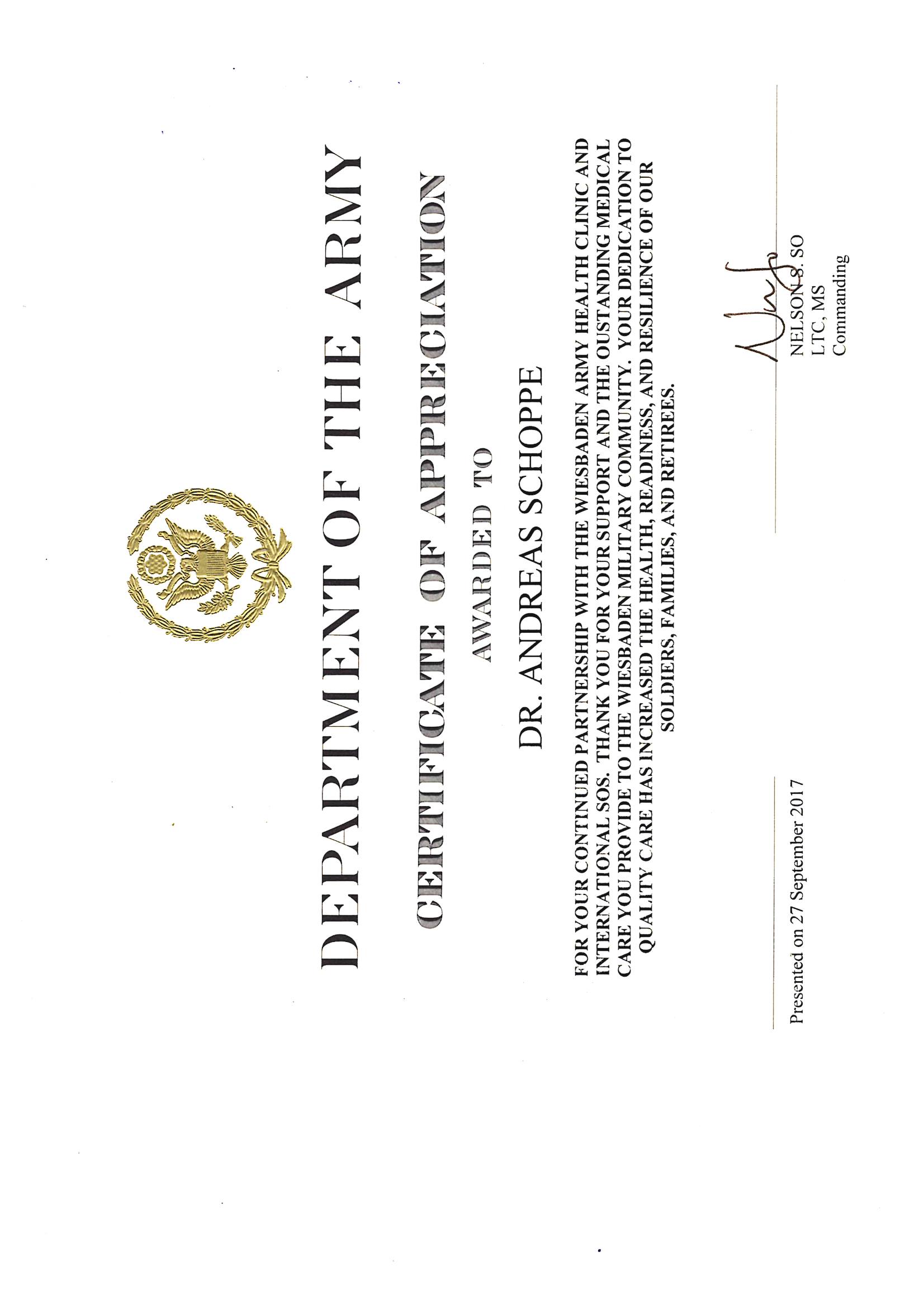 Certificate of Appreciation